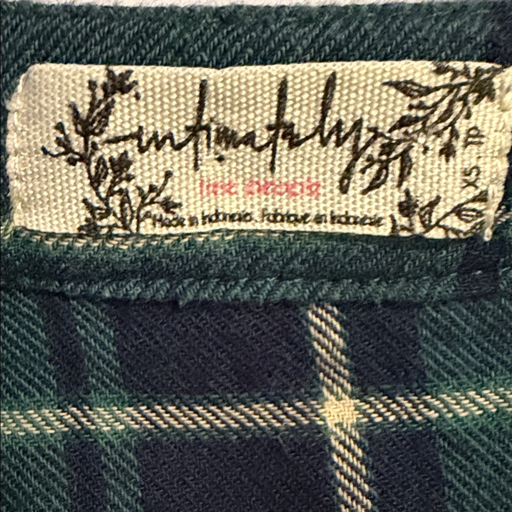 Free People Intimately Not Your Boyfriend’s Plaid Oversized Top~Green/Blue ~ XS - Picture 14 of 16